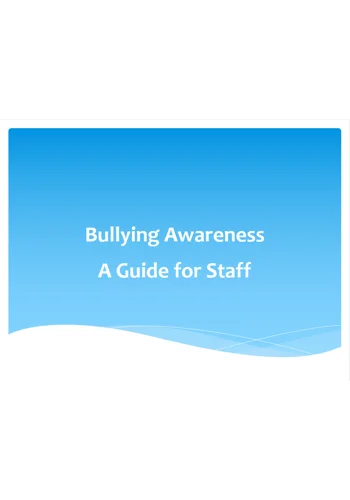 Bullying Awareness for Staff Training Resources