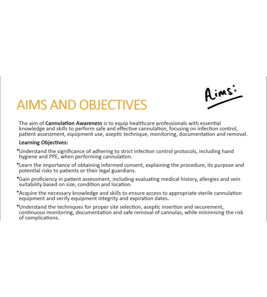 Cannulation Awareness and Procedures Training Resources
