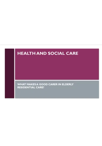 Carer Qualities Residential Care Training Resources