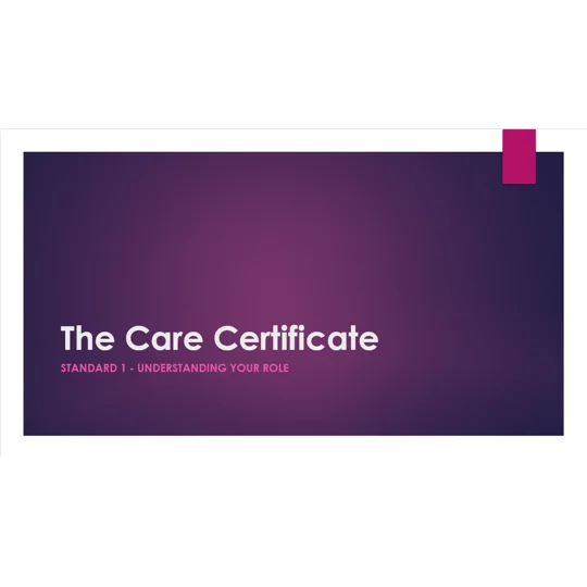 Care Certificate Standard 1 - Understand Your Role Training Resources