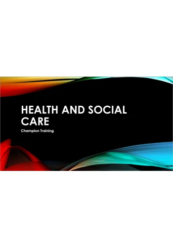Champions in Health and Social Care Settings Training Resources
