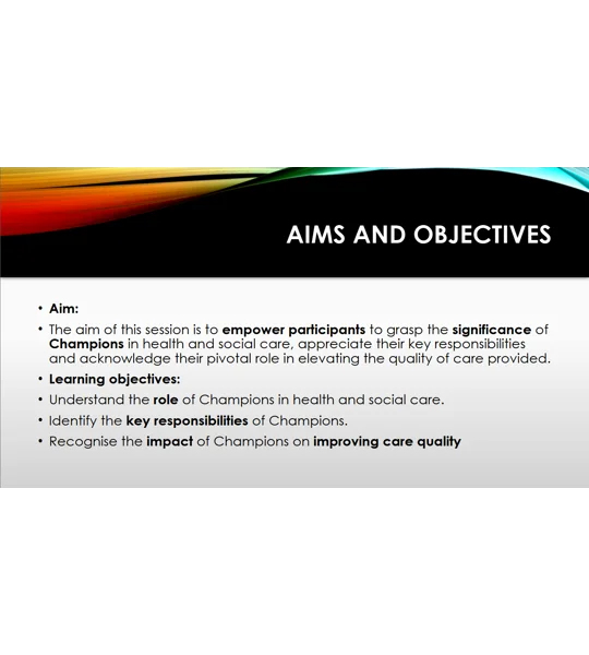 Champions in Health and Social Care Settings Training Resources
