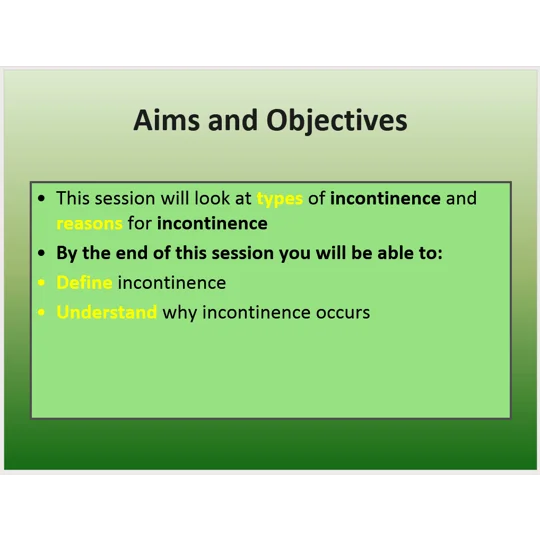 Continence Awareness Training Resources