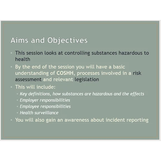 COSHH Awareness Training Resources