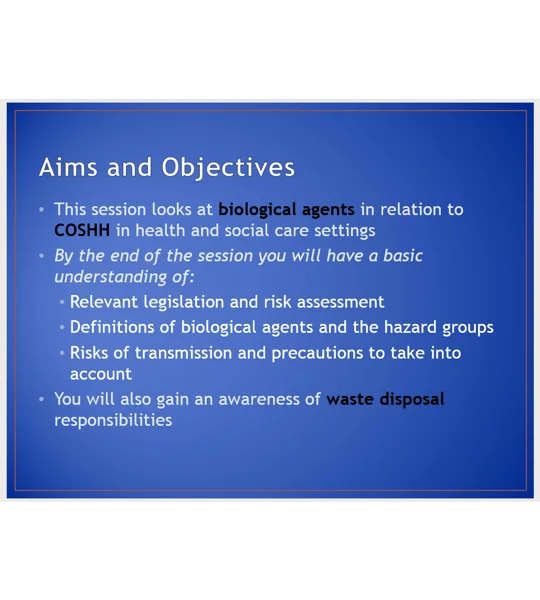 COSHH Biological Agents Training Resources