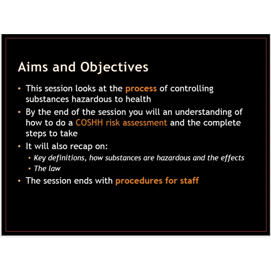 COSHH Risk Assessment Training Resources