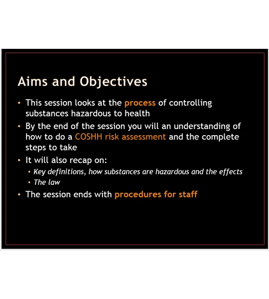COSHH Risk Assessment Training Resources