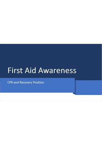 CPR and Recovery Position Training Resources