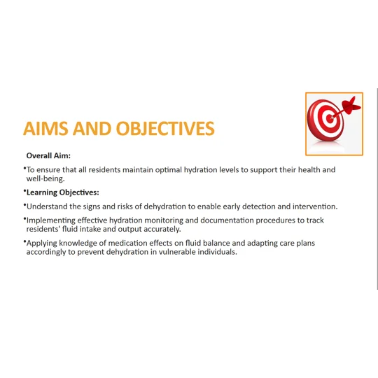 Dehydration Awareness Residential Care Training Resources