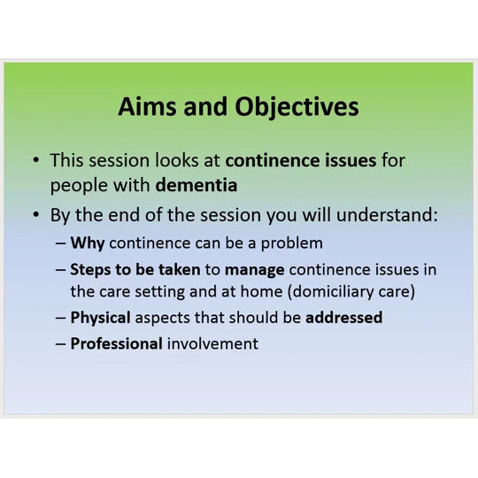 Dementia & Continence Training Resources