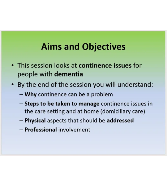 Dementia & Continence Training Resources