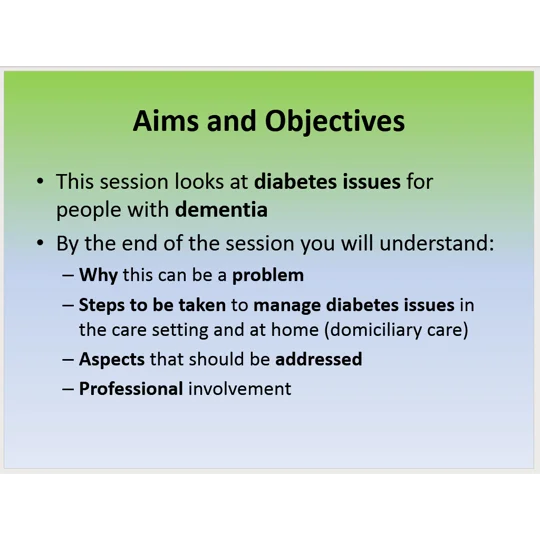 Dementia and Diabetes Training Resources