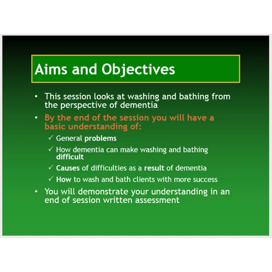 Dementia Washing and Bathing Training Resources