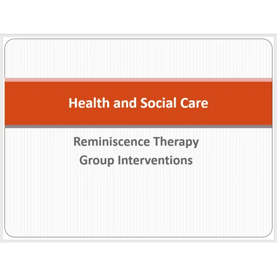 Dementia Reminiscence Activities Training Resources