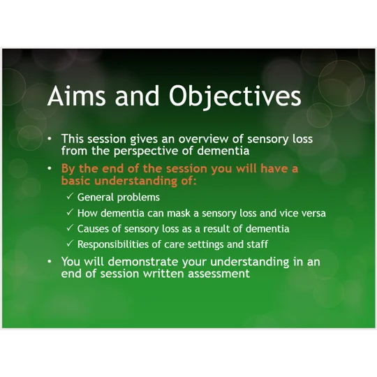 Dementia Sensory Impairment Training Resources