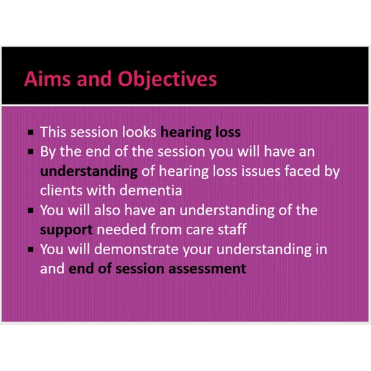 Dementia Sensory Impairment Training Resources