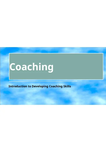 Developing Coaching Skills Training Resources