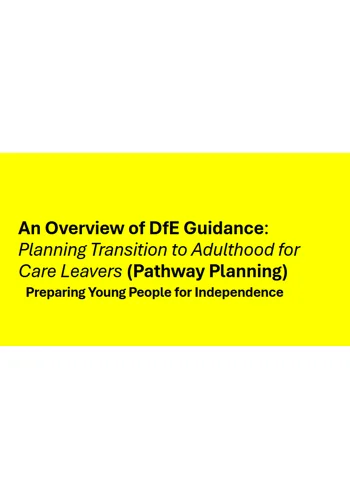 Pathway Planning - DfE Guidance Overview Training Resources