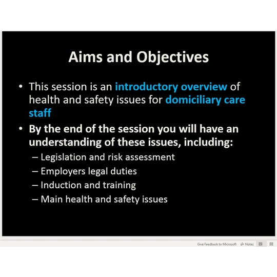 Health and Safety Domiciliary Care Training Resources
