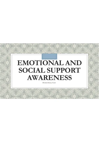 Domiciliary Care Emotional and Social Support Training Resources