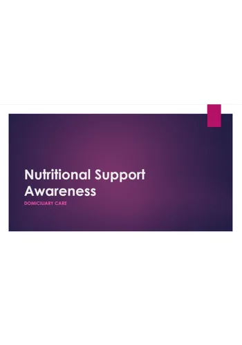 Nutritional Support Domiciliary Care Training Resources