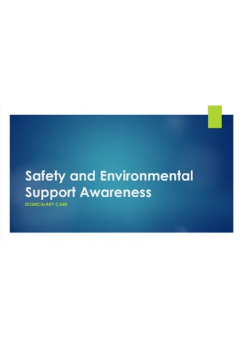 Safety and Environmental Support Domiciliary Care Training Resources
