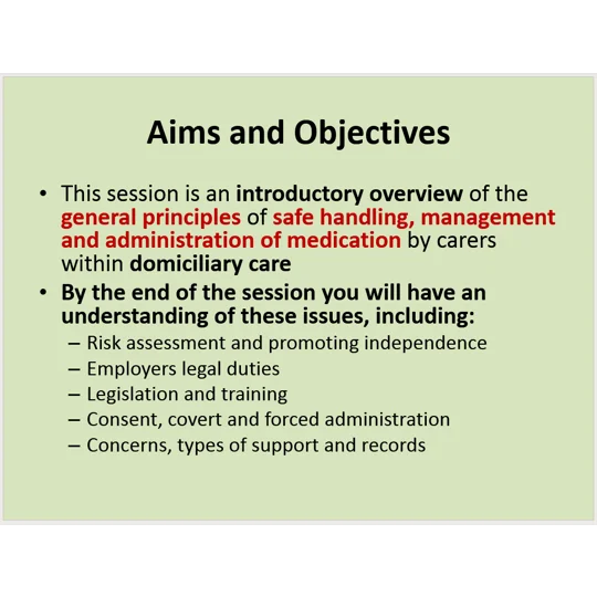 Medication Domiciliary Care Training Resources