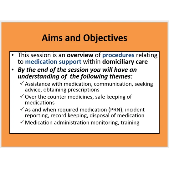 Medication Domiciliary Care Training Resources
