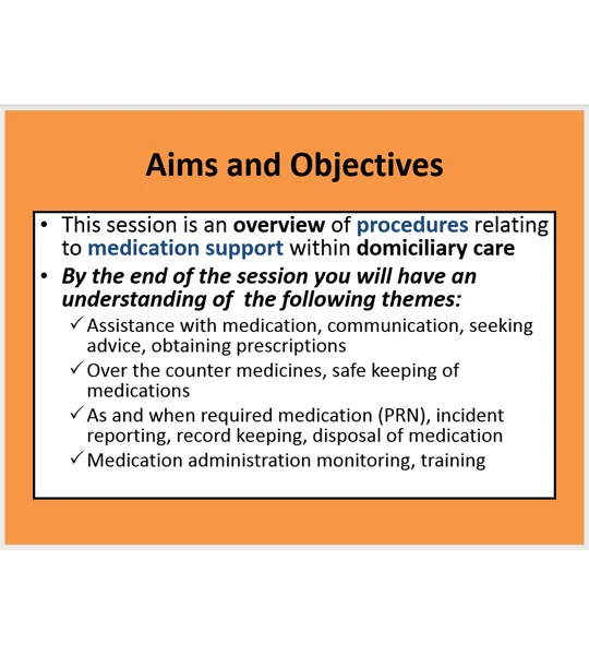 Medication Domiciliary Care Training Resources