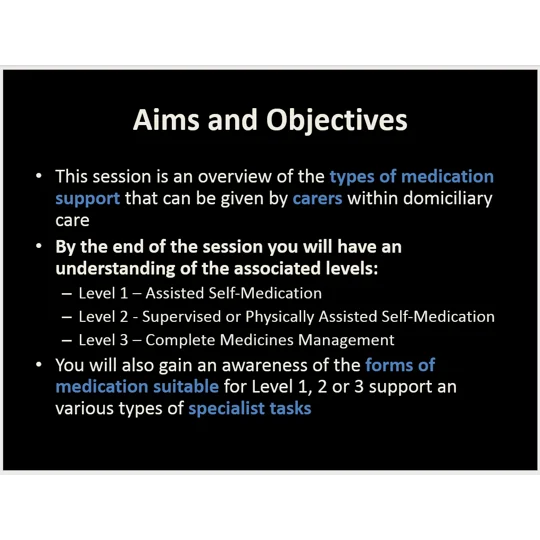 Medication Domiciliary Care Training Resources