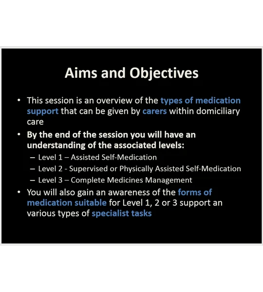 Medication Domiciliary Care Training Resources