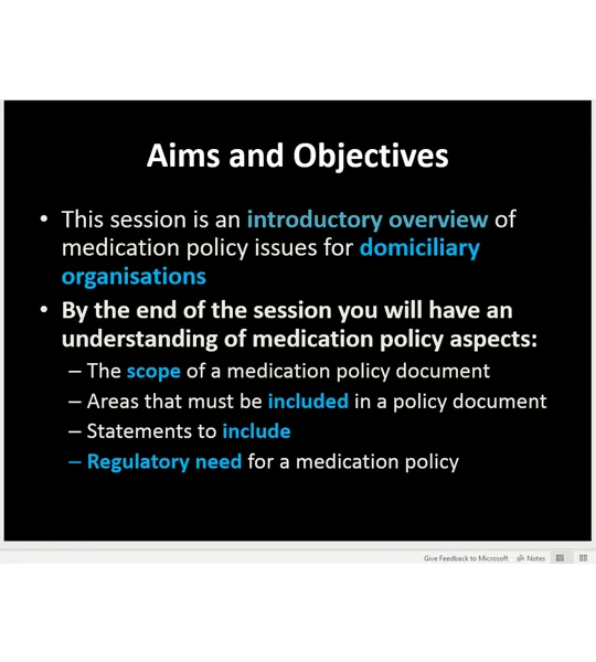 Medication Domiciliary Care Training Resources