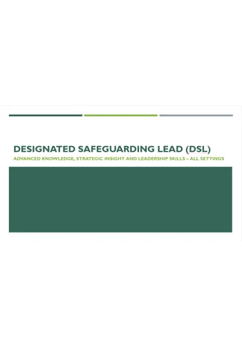 Safeguarding Designated Safeguarding Lead DSL) Training Resources
