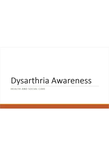 Dysarthria Awareness Training Resources