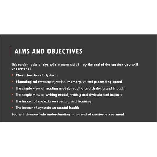 Dyslexia Awareness Training Resources