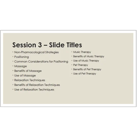 End of Life Care Managing Pain and Symptoms Training Resources