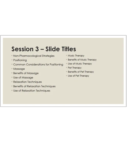 End of Life Care Managing Pain and Symptoms Training Resources