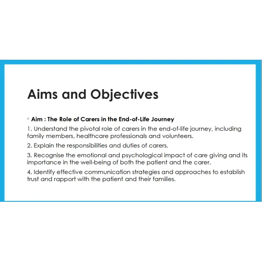 End of Life Care Role of the Carer Training Resources