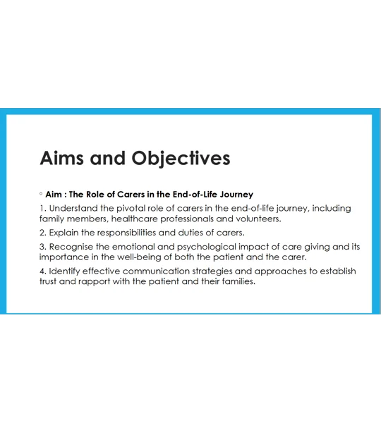 End of Life Care Role of the Carer Training Resources