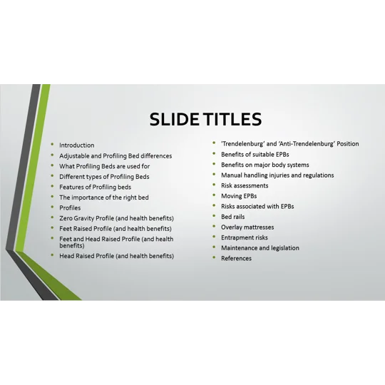 Electric Profiling Beds Safety and Usage Training Resources
