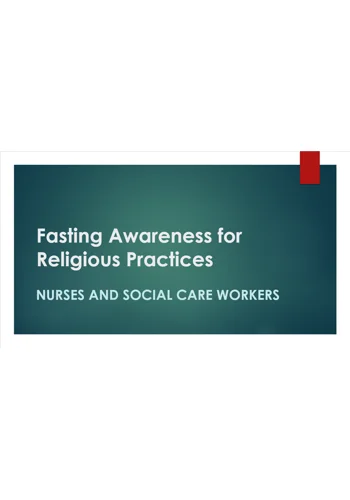 Fasting Awareness for Religious Practices Training Resources