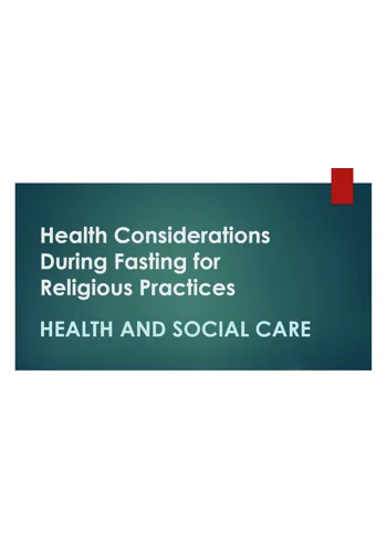 Fasting Health Considerations Training Resources