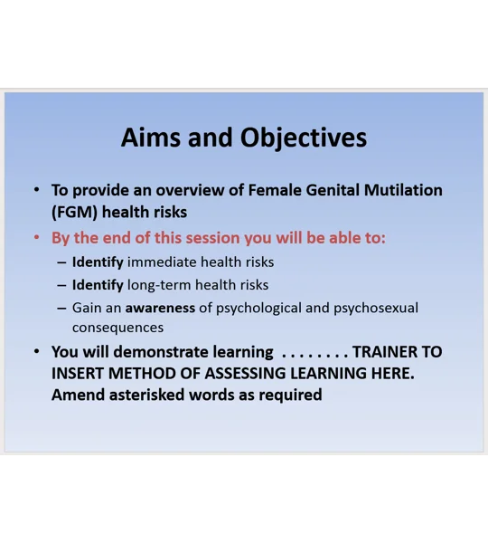 Female Genital Mutilation Training Resources