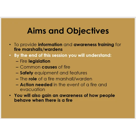 Fire Safety Awareness for Warden Marshall Training Resources
