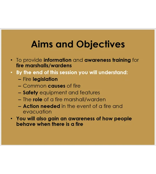 Fire Safety Awareness for Warden Marshall Training Resources