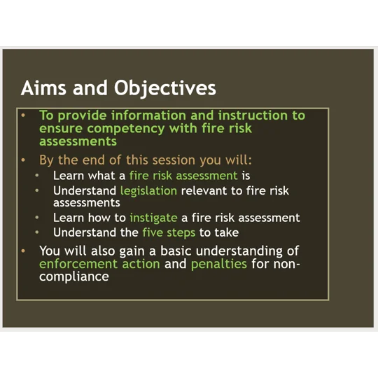 Fire Safety Risk Assessment Residential and Day Care Settings Training Resources