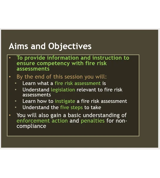 Fire Safety Risk Assessment Residential and Day Care Settings Training Resources
