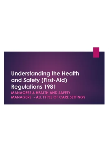 Health and Safety First Aid Regulations Training Resources