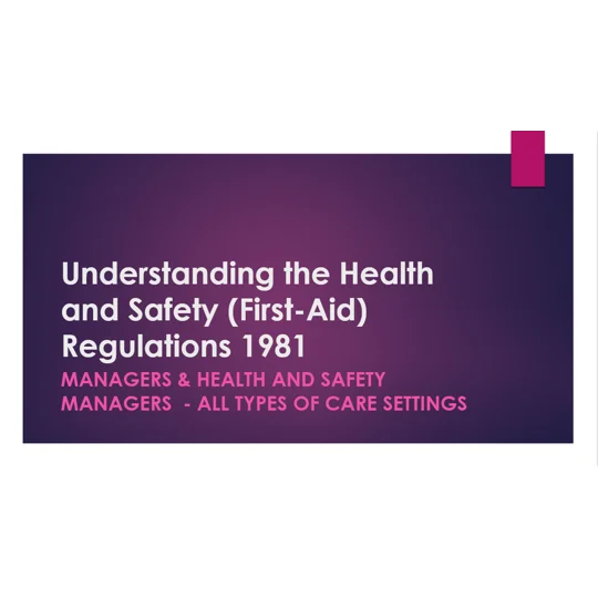 Health and Safety First Aid Regulations Training Resources