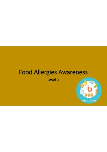 Food Allergies Awareness Level 1 Training Resources
